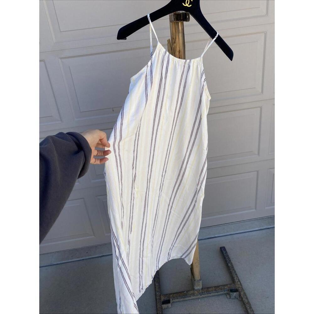 A New Day Stripe Linen Blend Maxi Dress XSmall Small XS/S Cream Brown Yellow - Picture 3 of 6